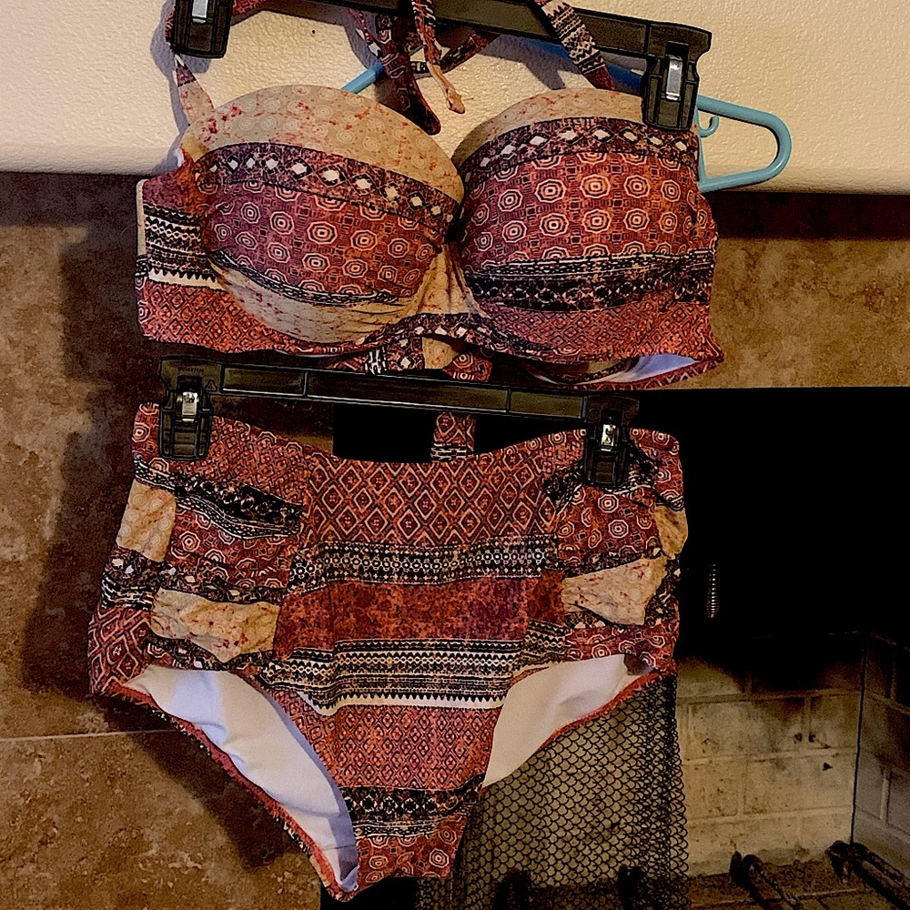 2 piece bathing suit high waist